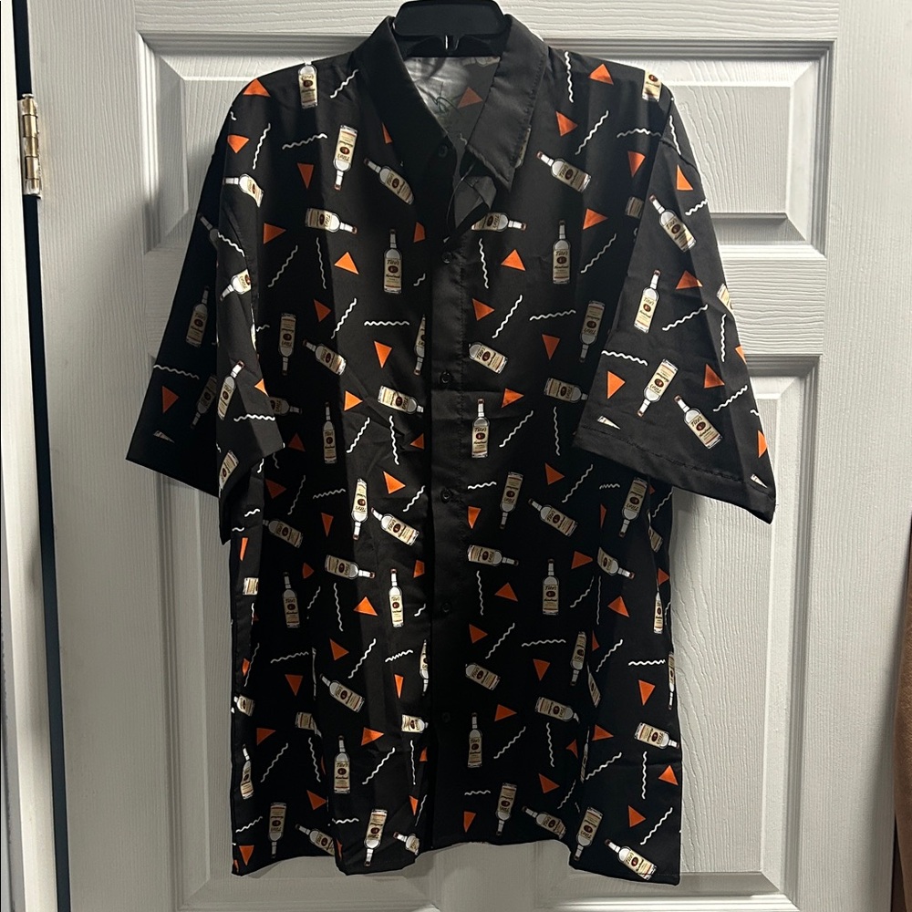 Tito’s Vodka Men's Black and Orange Patterned Casual Shirt